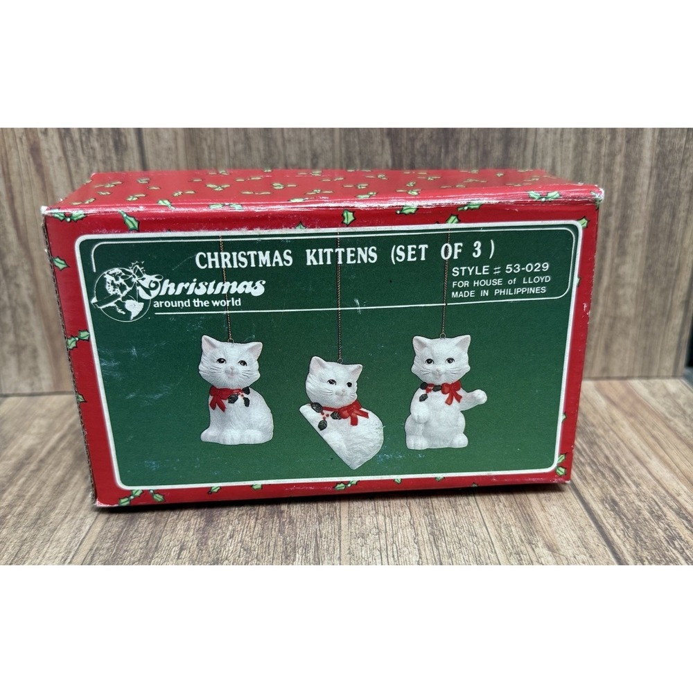 Vintage Christmas Around The World Set Of 3 Christmas Kittens Ornaments